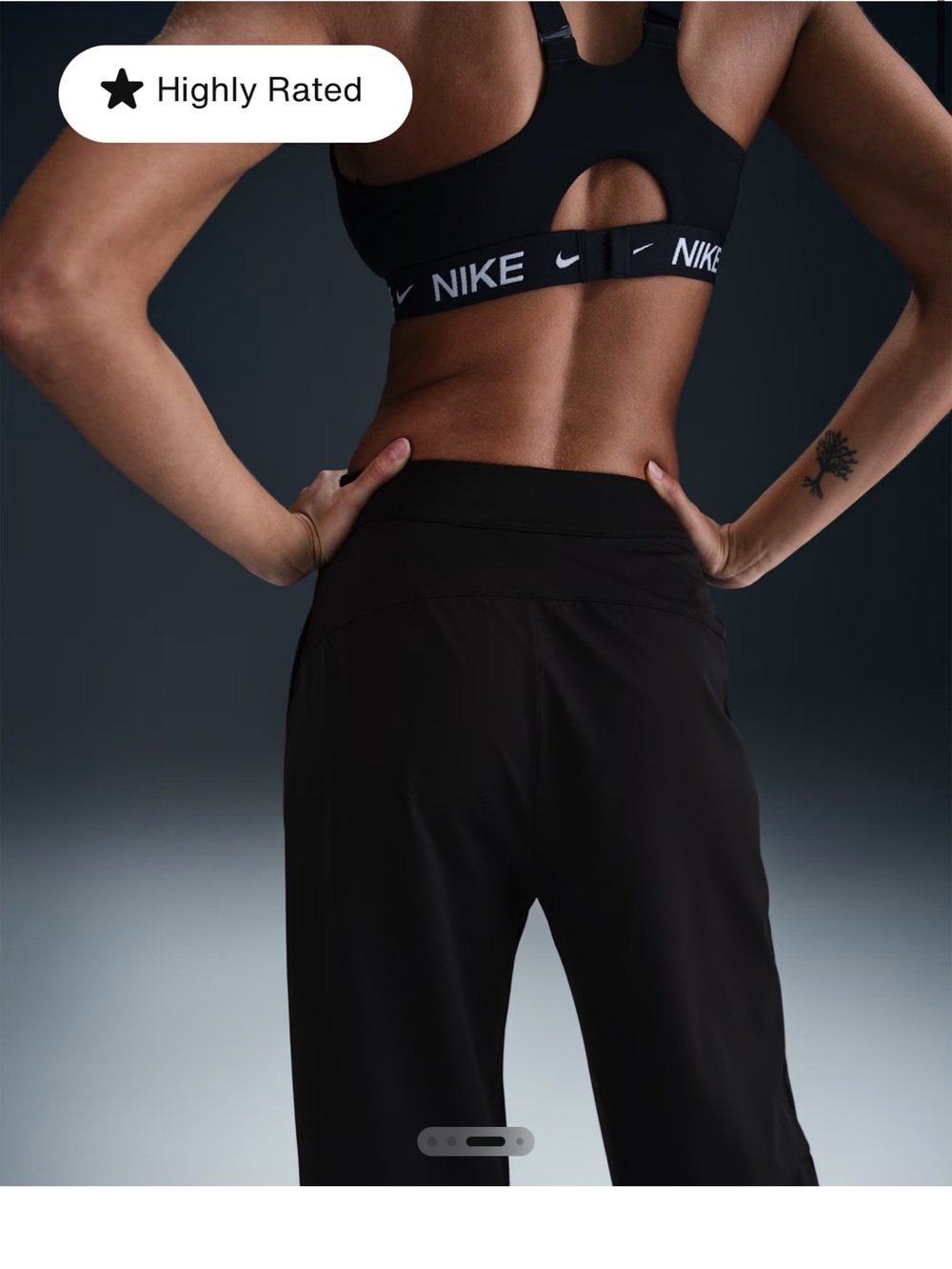 Nike Bliss Wide Leg Pleated Trouser Dri-Fit Black Small Stretch Gummy Logo - Picture 6 of 16
